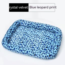Teddy Bichon Cage Mat Small And Medium Dog Mat TeddyPomeranian Cotton Cushion (Option: Crystal Velvet Blue-L Large About 68X50CM)