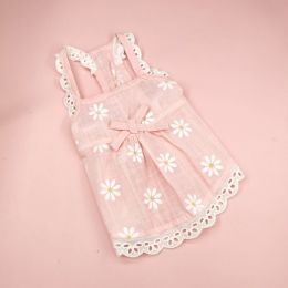 Dog Clothes Lace Skirt Cat Sunflower Printing (Option: Pink-XS)